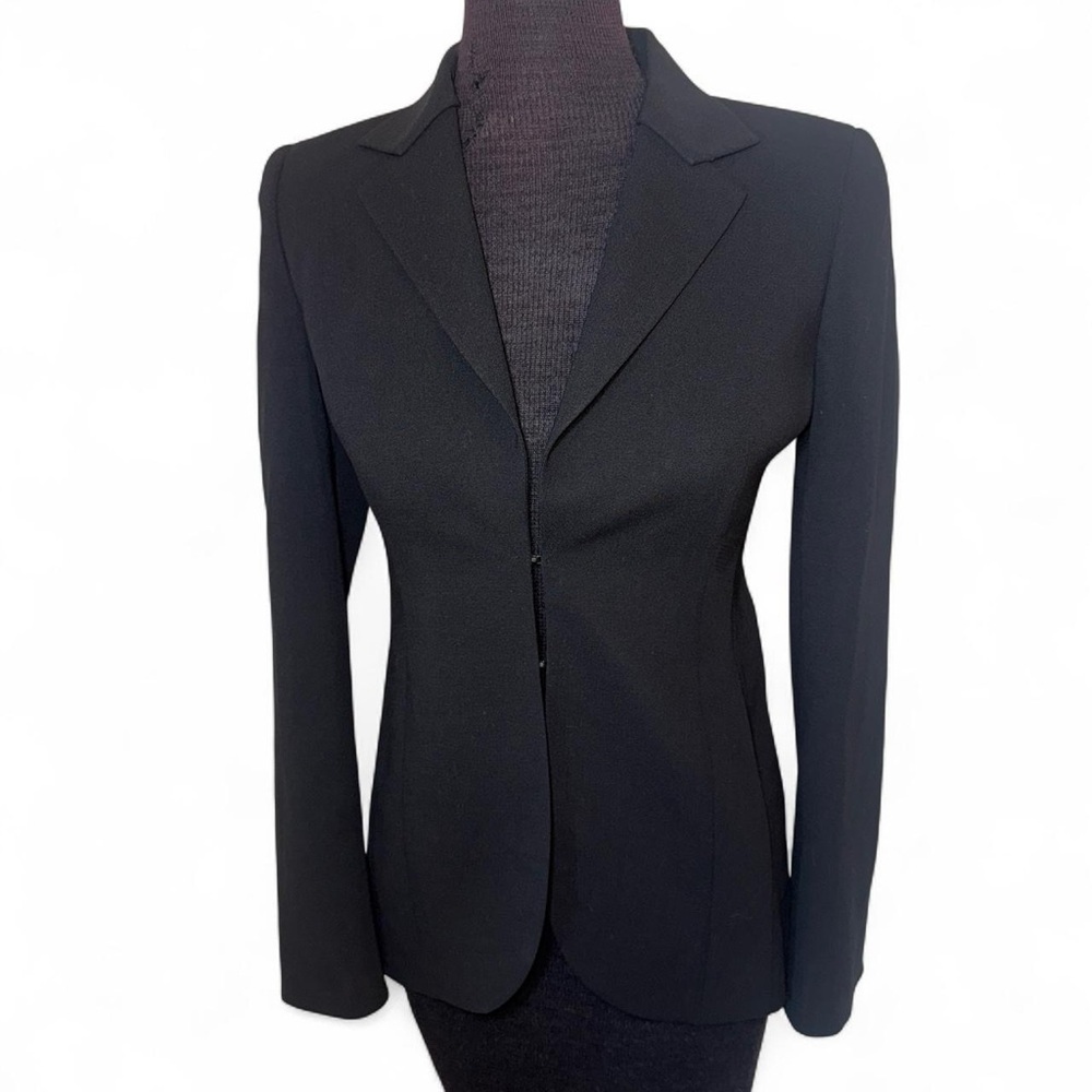 AKRIS Black Classic Wool Two Hook & Eye Blazer Shoulder Pads Womens Size 2